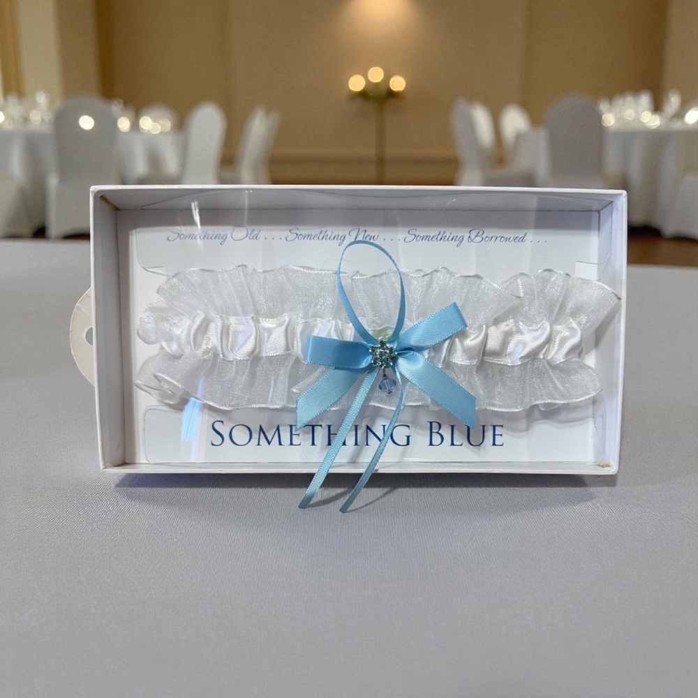LILLIAN ROSE Something Blue, White and Blue Bridal Garter